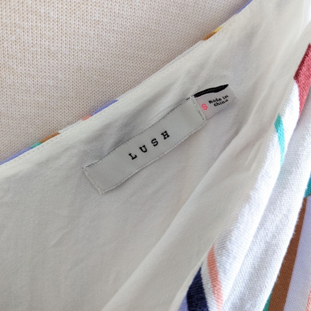 Lush Multicolor Stripe Button Down Wrap Mini Dres… - image 7